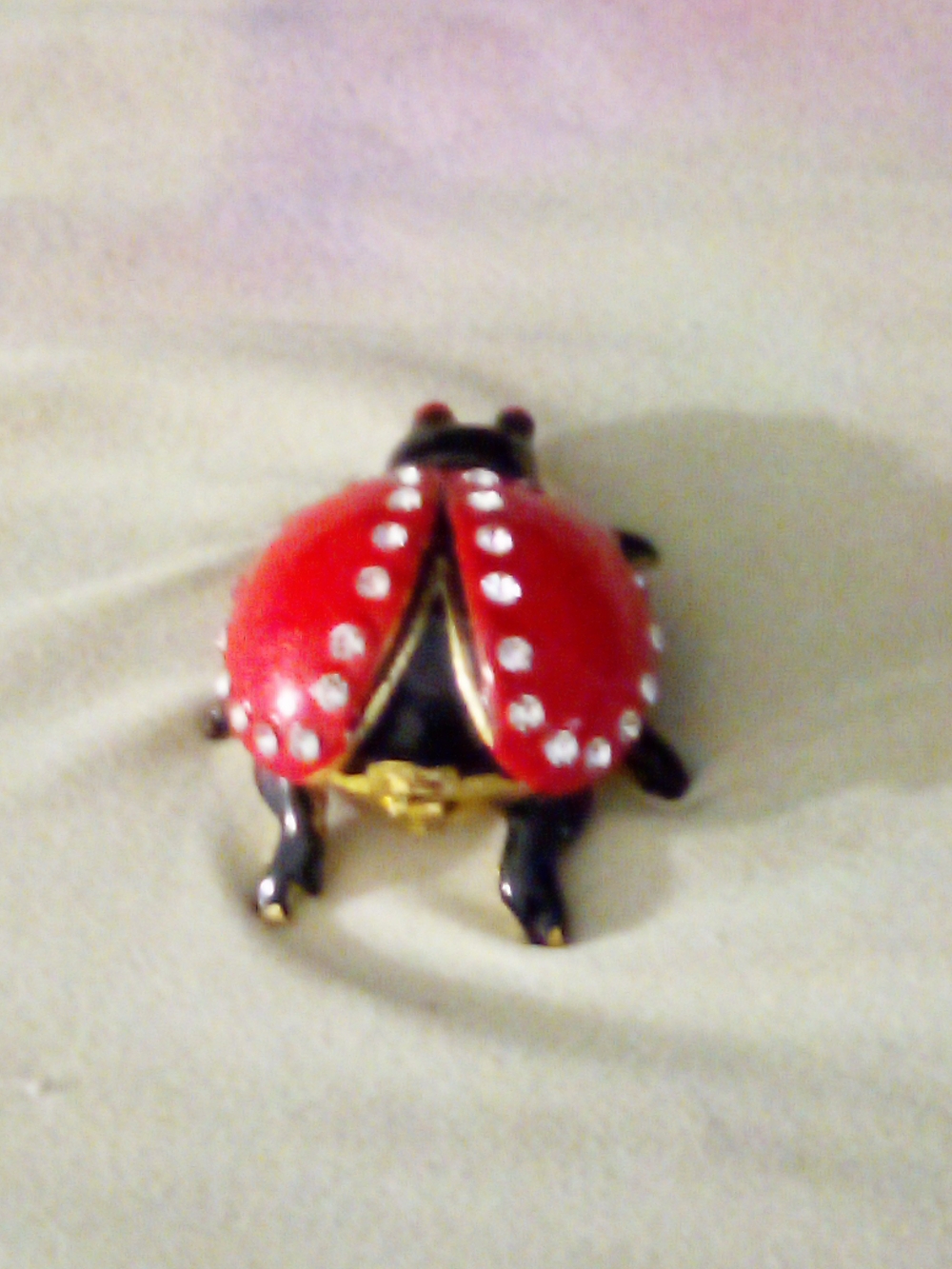 Red Rhinestone Ladybug Tiny Pill Box - Picture 3 of 5
